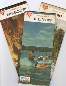 Tres mapas Conoco Touraide 1968 Illinois Missouri Ohio - Imagen 1 de 4