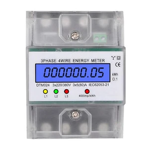 3 Phase 4 Wire Energy Meter 220/380V 5-80A Energy Consumption kWh Meter DIN E3J8 - Picture 1 of 11
