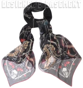 Sciarpa Alexander McQueen nera Moon Sun Keys DEVIL TRAP seta chiffon 52" nuova con etichette originale - Foto 1 di 4