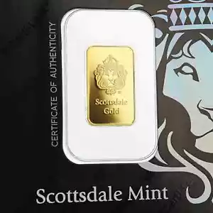 5 Gramm Scottsdale Mint 0,9999 Gold LÖWE Barren - versiegelt in Certi-Lock COA BACKORDER - Bild 1 von 5
