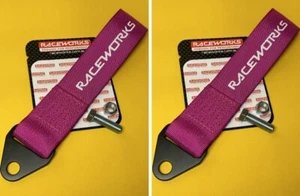 Pink 250 mm tow recovery straps x 2 CAMS race compliant Raceworks VPR-021PK - Picture 1 of 4