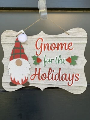 Letrero de Navidad Corona Accesorio Gnomo Tema Vacaciones Decoración de Pared Foto 1 de 2