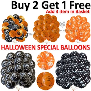 12''Black Halloween Party Balloons Black & Orange Balloons latex Halloween Party - Picture 1 of 9