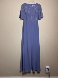 JS Collections Lauren A-Line Gown Flutter Sleeves Floral Beaded Motifs Size 2 - Picture 1 of 11