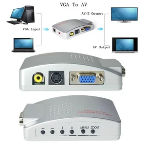 VGA to AV RCA TV Monitor S-video Signal Adapter Converter Box for PC Laptop Mac - Picture 1 of 12