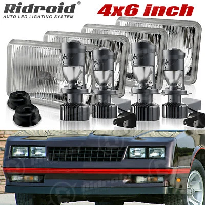 Faros LED altos/bajos 4 piezas 4x6" para Chevrolet Monte Carlo SS 1980-1988 El Camino Foto 1 de 4
