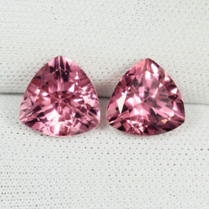 3.47Cts Beautiful Luster "Sweet Pink" Natural Tourmaline 8mm Trillion Pair..!!!!