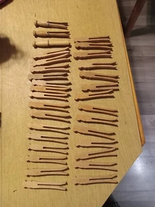 4 in vintage wood clothes pins push pins amish primitive laundry country hangers - Picture 1 of 7