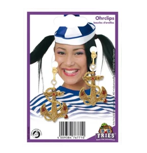 Anker Ohrringe gold rot Fasching Karneval Verkleidung Halloween Fries Neu See - Bild 1 von 6