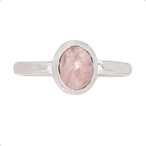 Natural Cabochon Morganite - Madagascar 925 Silver Ring Jewelry s.8.5 CR56411 - Picture 1 of 1
