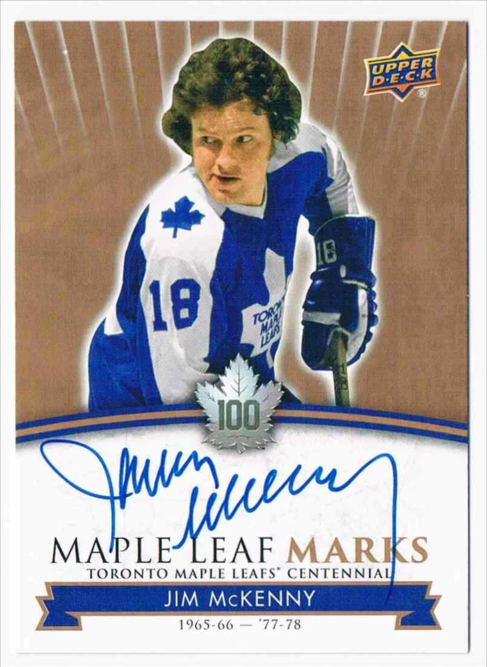 2017-18 UPPER DECK CENTENNIAL MARKS JIM MCKENNY TORONTO MAPLE LEAFS #MLM-MC - Image 1 of 2