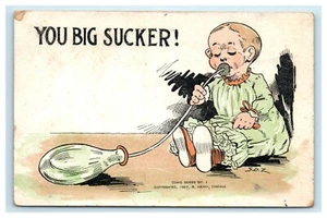 POSTCARD You Big Sucker! Baby Milk Bottle Humor 1901 - Picture 1 of 2