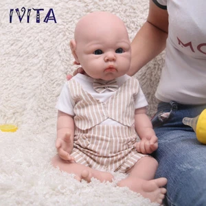 19'' Silicone Reborn Baby Boy IVITA Handmade Floppy Silicone Doll Kids Present - Picture 1 of 6