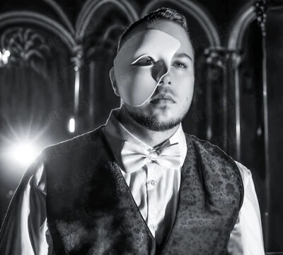 White Phantom Masquerade Costume Dress Up Half Face Men Wedding Party Eye Mask - Image 1 of 4