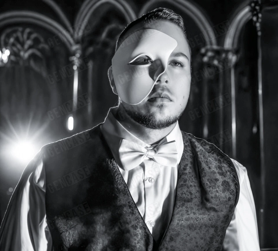 White Phantom Masquerade Costume Dress Up Half Face Men Wedding Party Eye Mask - Image 1 of 4