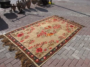 Vintage Hand Woven Carpet 5 x 8 Brown Traditional Wool Kilim Rug Old Tribal Rug - Picture 1 of 17