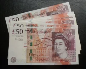 Salmon Fifty Pounds £50 Paper banknote (2011-15) B410 Boulton & Watt Unc: menu - Picture 1 of 2
