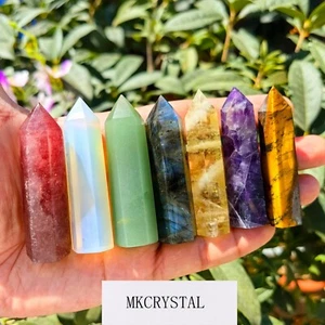 1.6"-2" Natural Crystal Tower Point Wand Obelisk Chakra Stone Home Decor Healing - Imagen 1 de 9