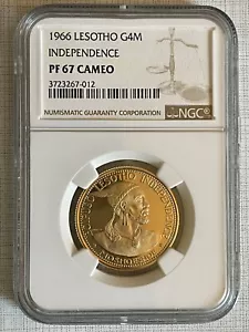 Lesotho 1966 Independence 4 Maloti Gold NGC PF67 CAMEO SKU# 6207 - Picture 1 of 2