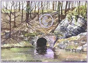 "TARJETA DE SALUDO IMPRESA DE ARTISTAS DE PIEDRA CALIZA DUDLEY MINES OESTE MIDS ACUARELA 8""x 6"" - Imagen 1 de 1