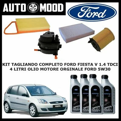 KIT TAGLIANDO FORD FIESTA V 1.4 TDCI CB1 50KW 68CV FILTRI + OLIO FORD F 5W30
