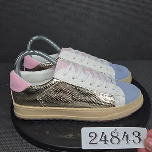 Steve Madden Molly Shoes Youth Sz 5M White Gold Pink Lace Up Sneakers - Picture 1 of 10