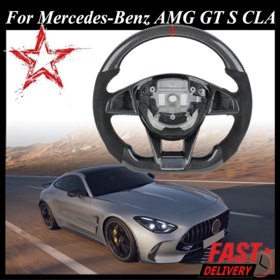 For Fits Mercedes-Benz AMG GT S C SL63 SL65 CLA45 Carbon Fiber Steering Wheel Foto 1 de 4