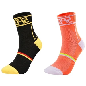 2Pairs Cycling Socks Pro Road Riding Bicycle Bike Sport Ankle Socks Orange Black - Bild 1 von 7