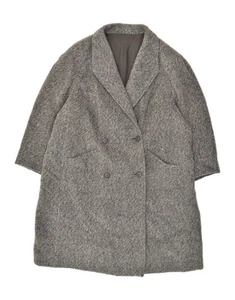 VINTAGE Womens Double Breasted Coat UK 16 Large Grey Herringbone AT20 - Picture 1 of 3