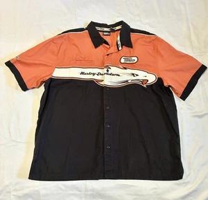Camisa Harley Davidson Racing 1 Screamin Eagle bordada con botones 2XL *LEER* - Imagen 1 de 16
