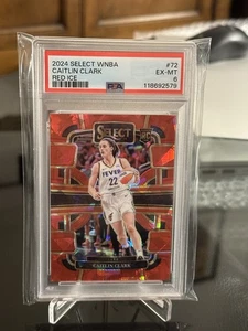 2024 Panini Select WNBA #72 Caitlin Clark Concourse Red Cracked Ice Prizm PSA 6 - Picture 1 of 5