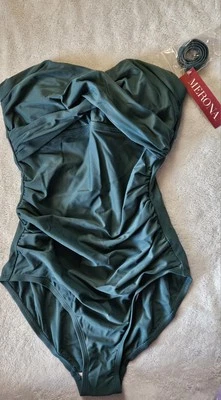 Traje de baño para mujer Merona Quest verde azulado sin tirantes talla pequeña traje de baño con correa Foto 1 de 4