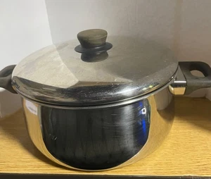 Olla artesanal vintage de acero inoxidable de 5 cuartos con tapa y asas ARAÑAZOS - Imagen 1 de 11