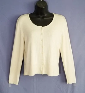 Talbots Women Petite Sz Small Beige Button Up Cardigan Sweater Silk Long Sleeve - Picture 1 of 10
