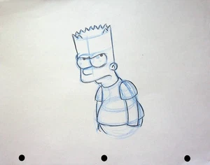 Simpsons 1990s Series Production Hand-Drawn Model Cel Layout - BART - Bild 1 von 2