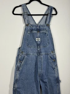 Vintage 90s Lee Riveted Dungarees Bib Overalls Women's Size S/M - Blue Denim - Picture 1 of 18
