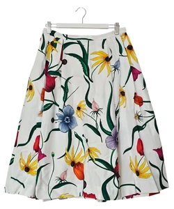 CAROLINA HERRERA New York White Over Multicolour Floral Print Skirt Size 8 BNWT - Picture 1 of 4