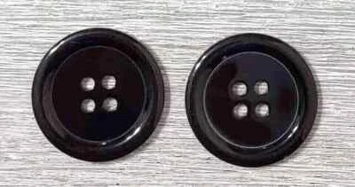 large plastic black sewing buttons 4 holes 1 inch 25mm 2pc set - Image 1 of 2