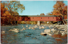 West Cornwall Connecticut Covered Bridge Housatonic River USA Vintage Postcard