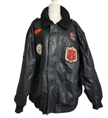 Chaqueta de imitación de cuero Avirex vintage rara con cuello de piel. 2XL Foto 1 de 4