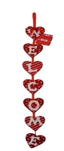 Decorative Valentine Hearts Hanging Welcome Sign - Picture 1 of 1