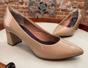 Rockport Total Motion Warm Taupe Patent Leather Salima Pumps 6.5W New