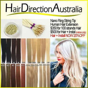 18" Nano Ring String Tip Remy Human Hair Extension - Install Available In Store - Picture 1 of 1