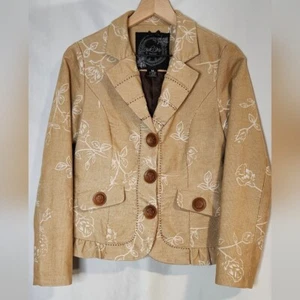 Blazer Nick & Mo Mujer Pana Talla M Tostado Floral Maximalismo Retro Artístico - Imagen 1 de 8