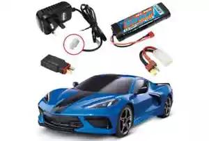 1/10 RC Car Traxxas Corvette Stingray 4WD Supercar Brushed Blue RTR + Combo - Picture 1 of 11