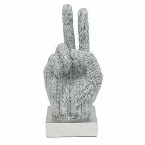 24 cm großes silbernes GLITZERNDES Kunst "FRIEDEN" Keramik Dekor - Ornament - Bild 1 von 1
