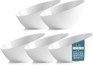 Posh Setting - Cuencos para servir de plástico blanco para tazones en ángulo de fiesta, 20 OZ, paquete de 5 - Imagen 1 de 6
