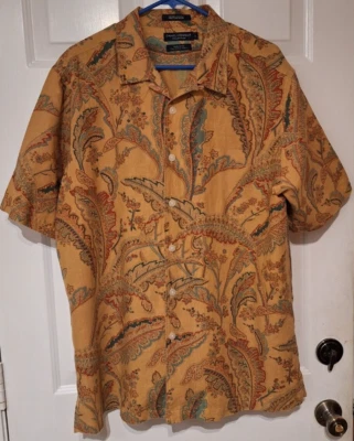 Daniel Cremieux Button Down Shirt Mens Large Paisley Linen Blend Italian Fabric - Image 1 of 4