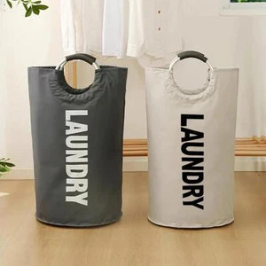 Large Laundry Basket Collapsible Hamper Tall Foldable Clothes Bag Washing Bin - Picture 1 of 26
