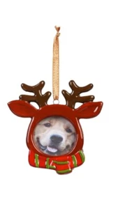 Insert Your Own Dog Photo - Reindeer Frame Ornament - Picture 1 of 1